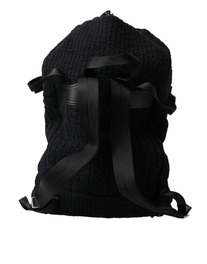 Elegante mochila de mezcla de lana y tricot en color negro