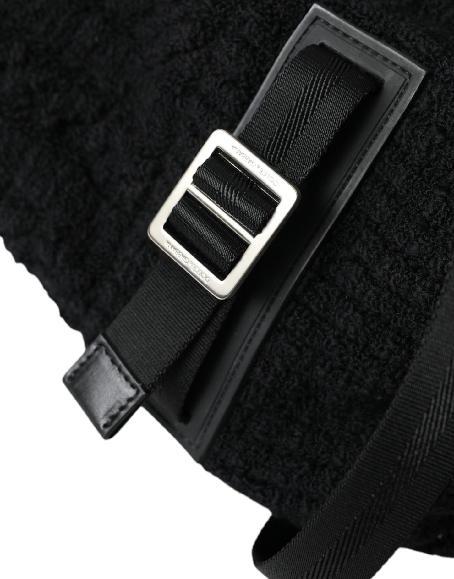 Elegante mochila de mezcla de lana y tricot en color negro
