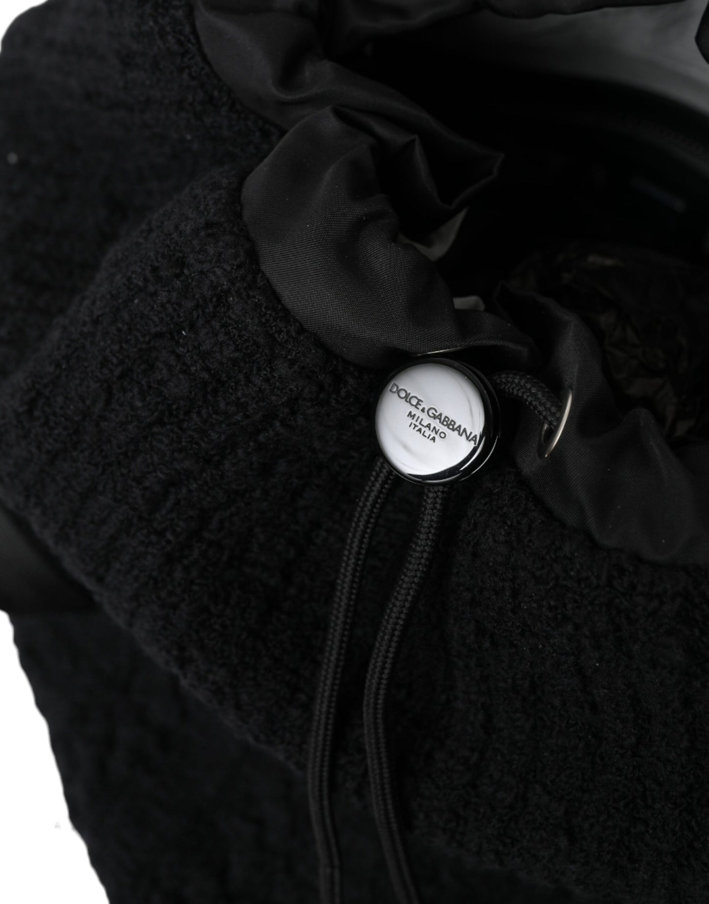 Elegante mochila de mezcla de lana y tricot en color negro