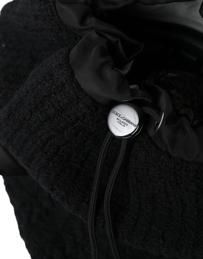 Elegante mochila de mezcla de lana y tricot en color negro