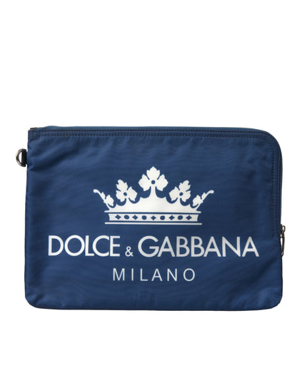 Elegante bolso de mano de nailon azul con cremallera