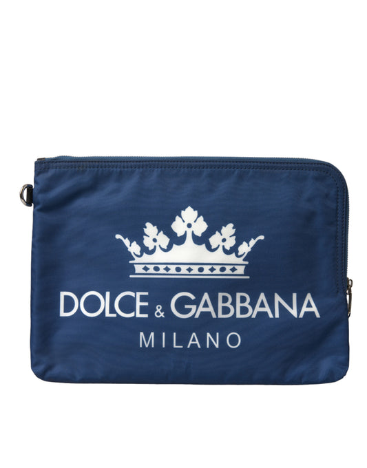 Elegante bolso de mano de nailon azul con cremallera