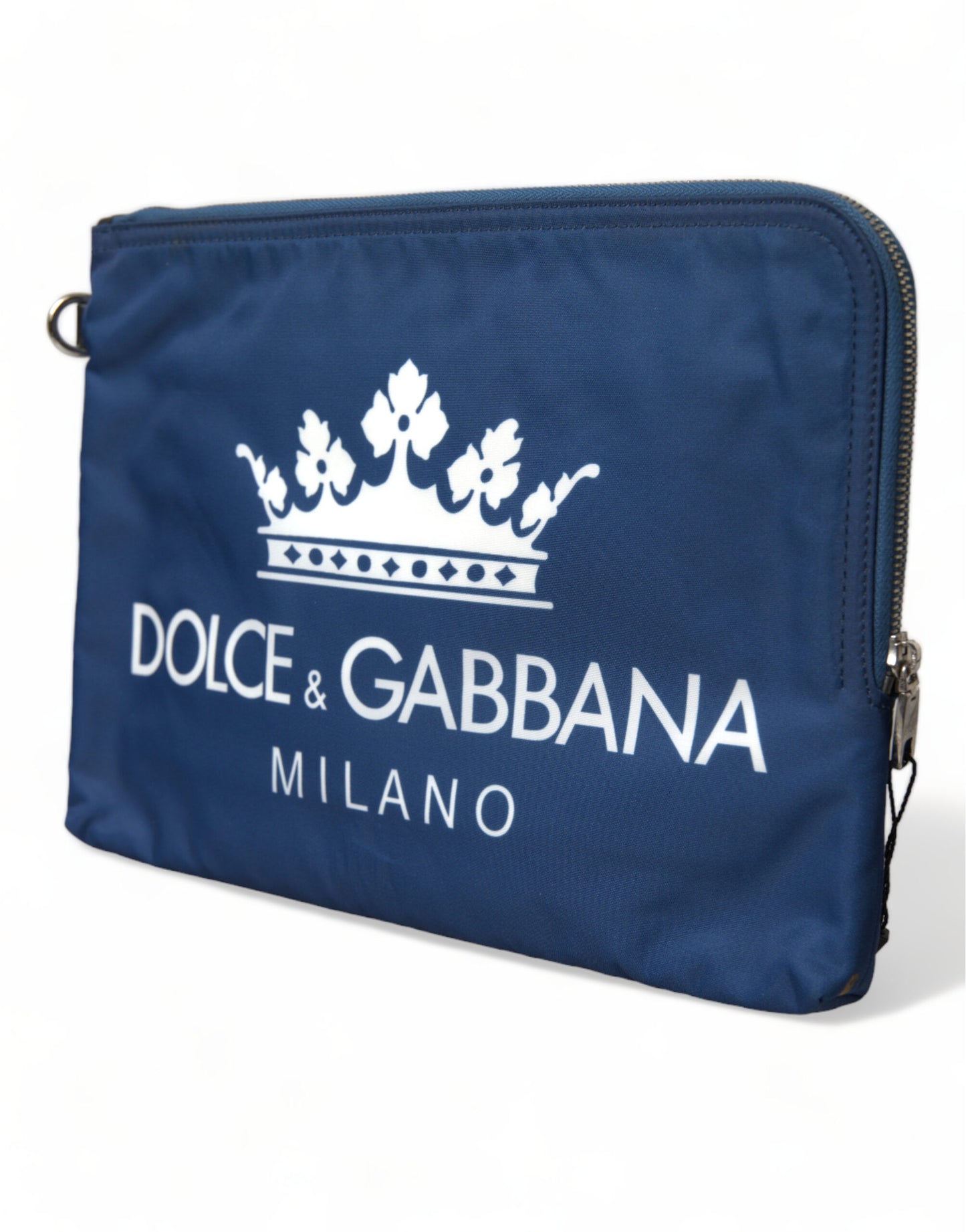 Elegante bolso de mano de nailon azul con cremallera
