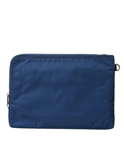 Elegante bolso de mano de nailon azul con cremallera