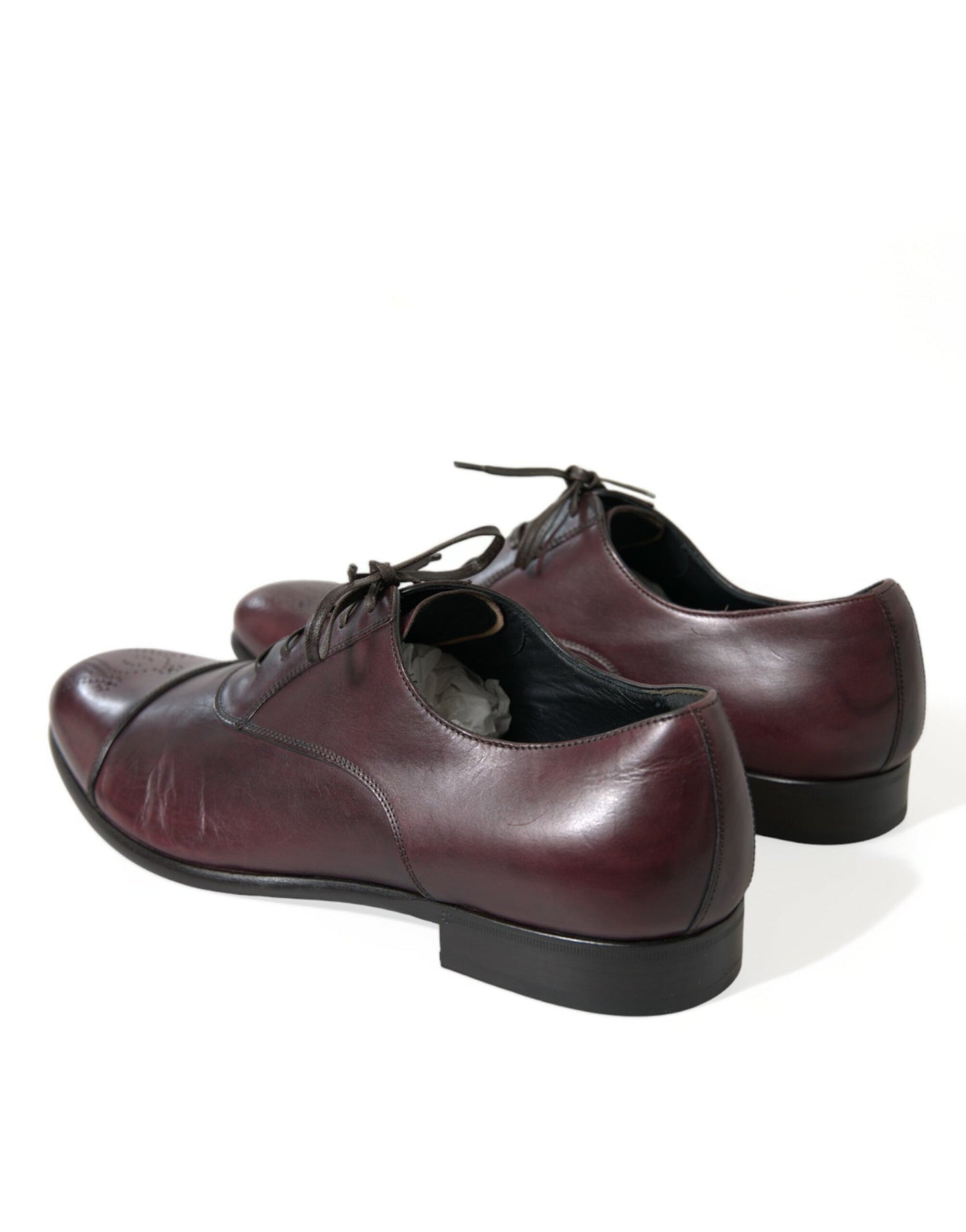 Elegantes zapatos Derby de piel burdeos