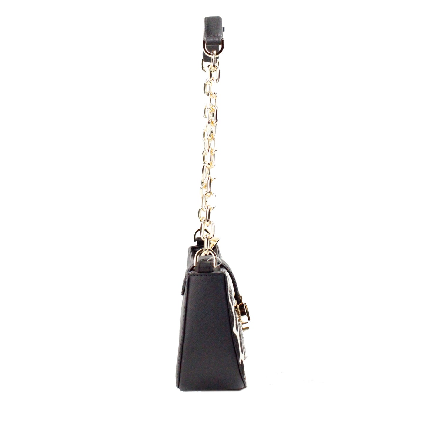 Bolso bandolera Carmen pequeño de pelo de becerro negro