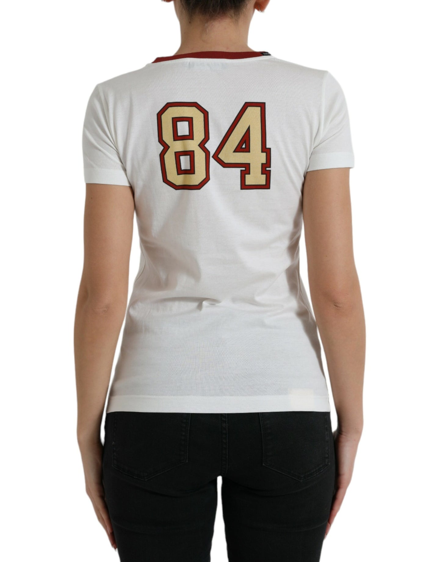 Elegante camiseta blanca de algodón con cuello redondo