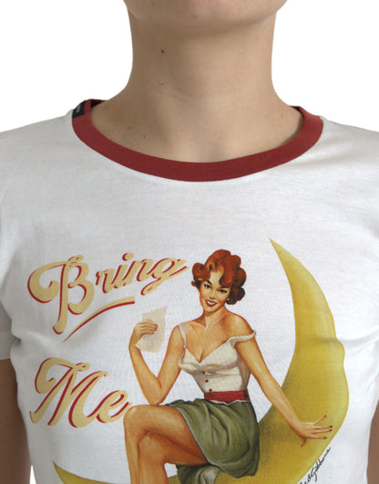 Elegante camiseta blanca de algodón con cuello redondo