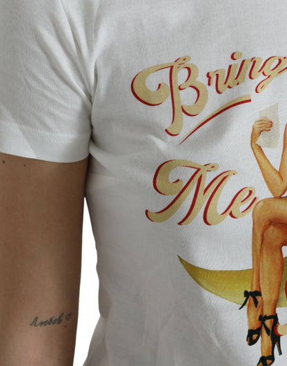 Elegante camiseta blanca de algodón con cuello redondo