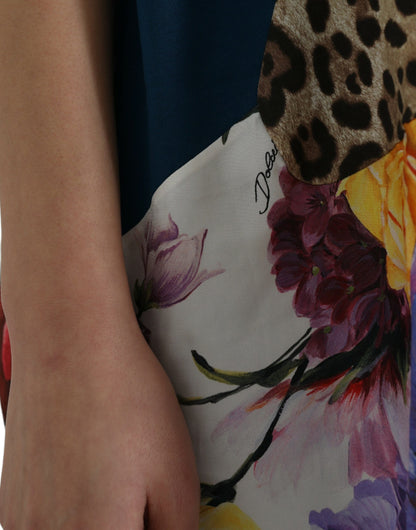 Multicolor Patchwork Cotton Silk Blouse Top