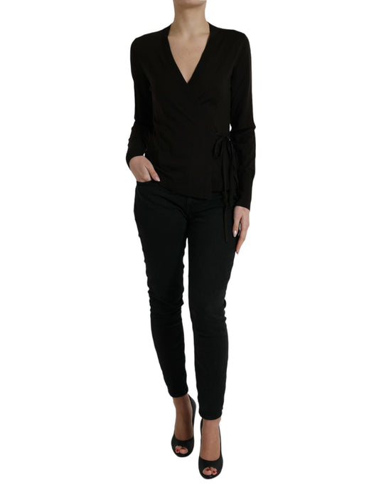 Elegante cárdigan negro de lana virgen