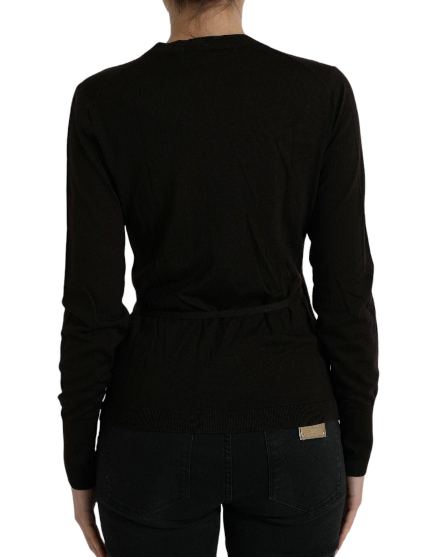 Elegante cárdigan negro de lana virgen