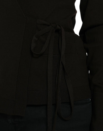 Elegante cárdigan negro de lana virgen