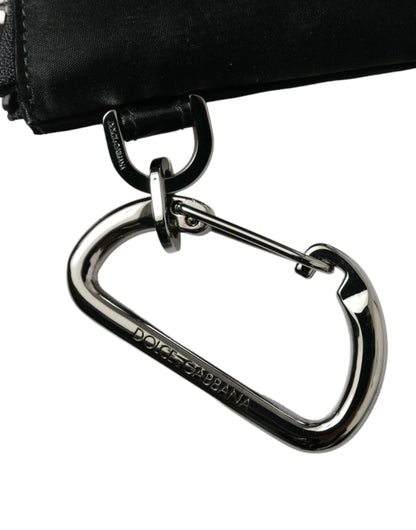 Bolsa Elite de nailon y cuero negro con detalle de logotipo