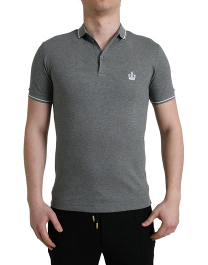 Elegante camiseta polo de algodón gris