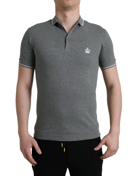 Elegante camiseta polo de algodón gris