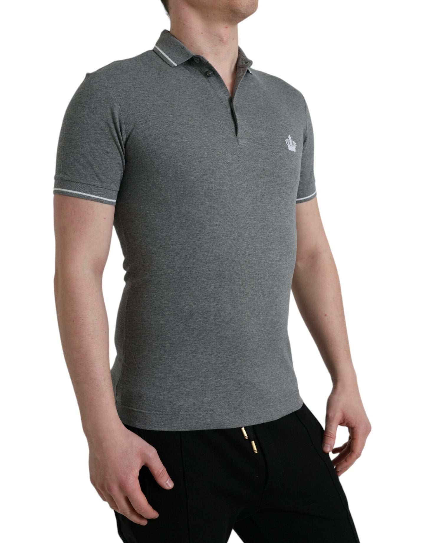 Elegante camiseta polo de algodón gris
