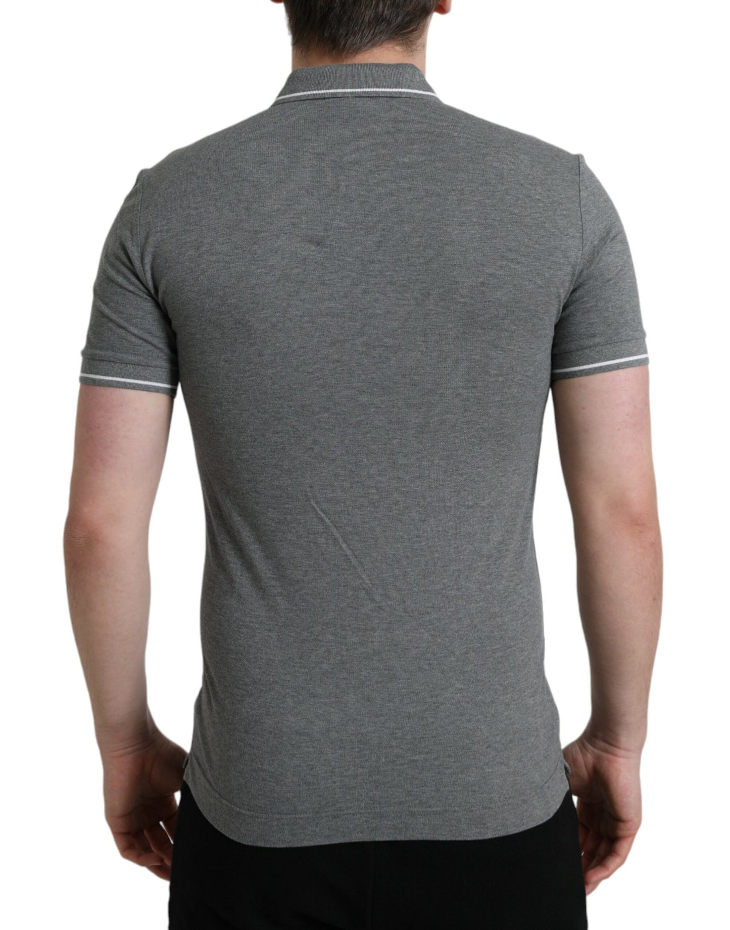 Elegante camiseta polo de algodón gris