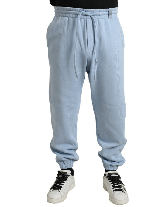 Elegantes pantalones deportivos de mezcla de algodón azul claro