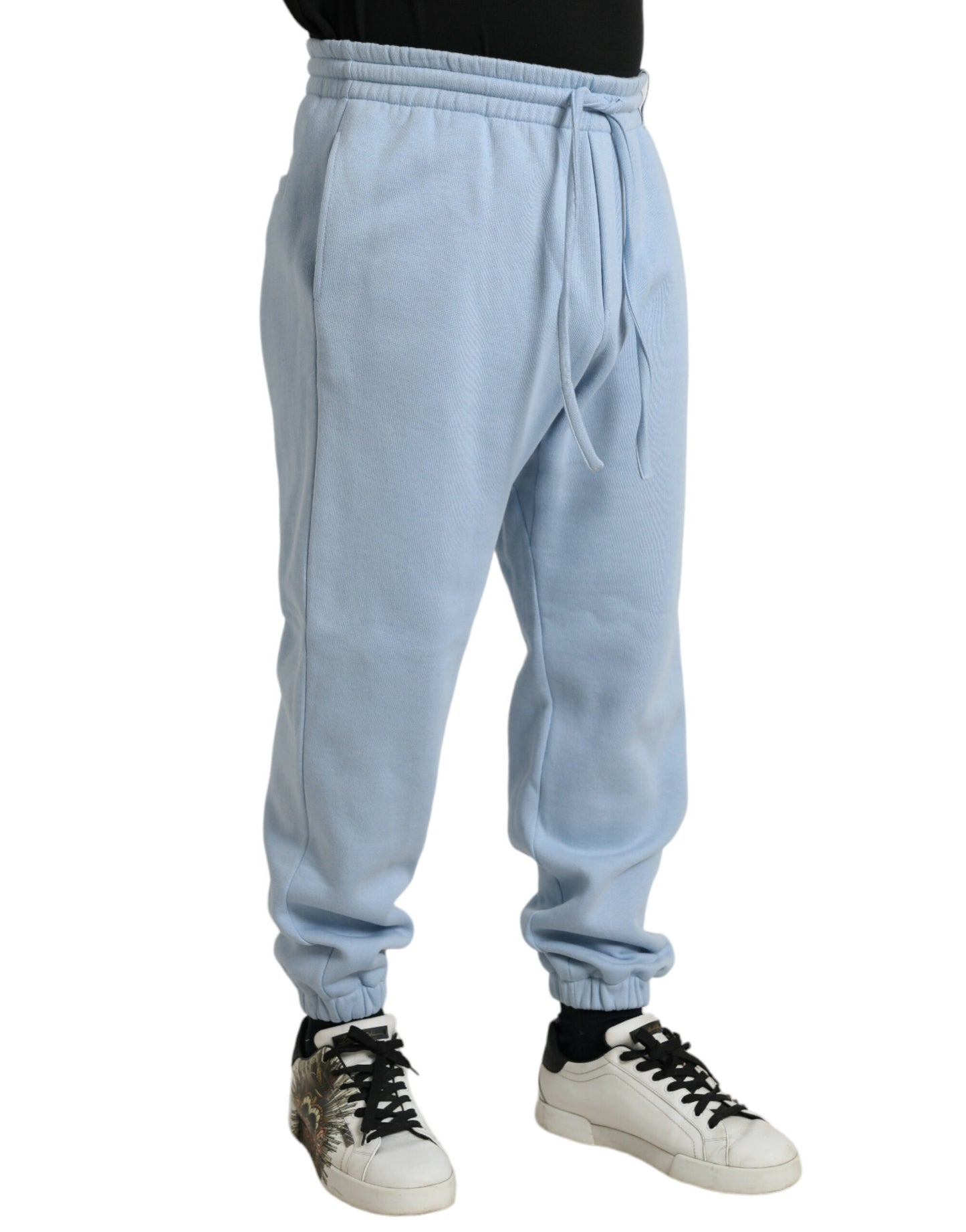 Elegantes pantalones deportivos de mezcla de algodón azul claro