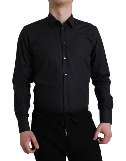 Camisa de vestir elegante azul marino de corte entallado