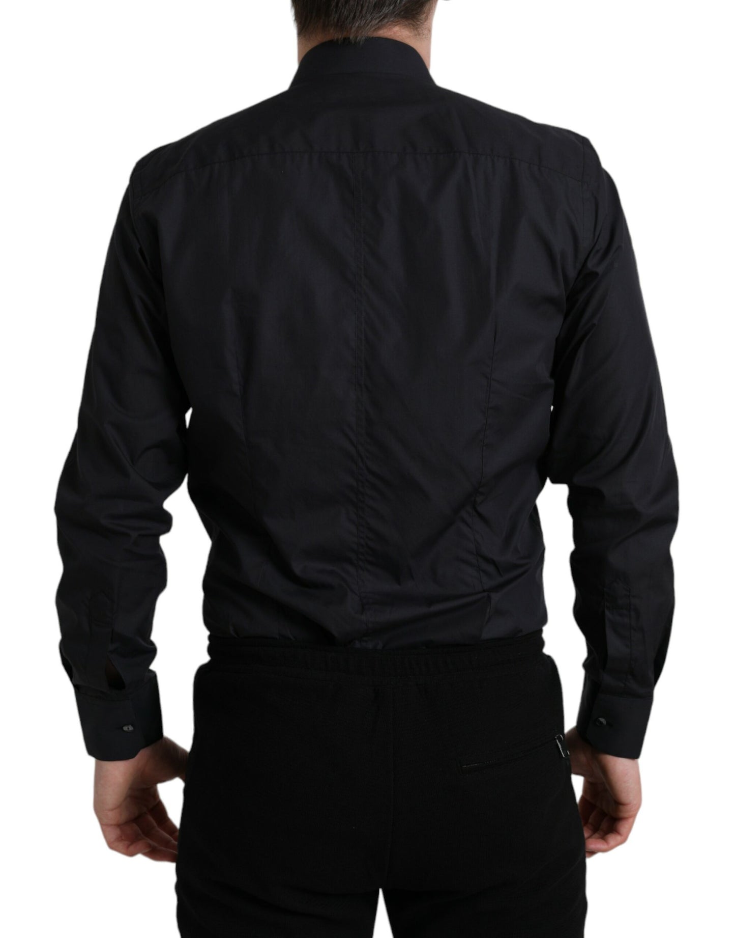 Camisa de vestir elegante azul marino de corte entallado