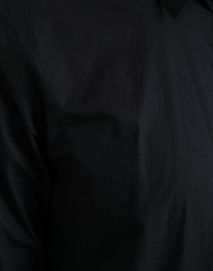 Camisa de vestir elegante azul marino de corte entallado