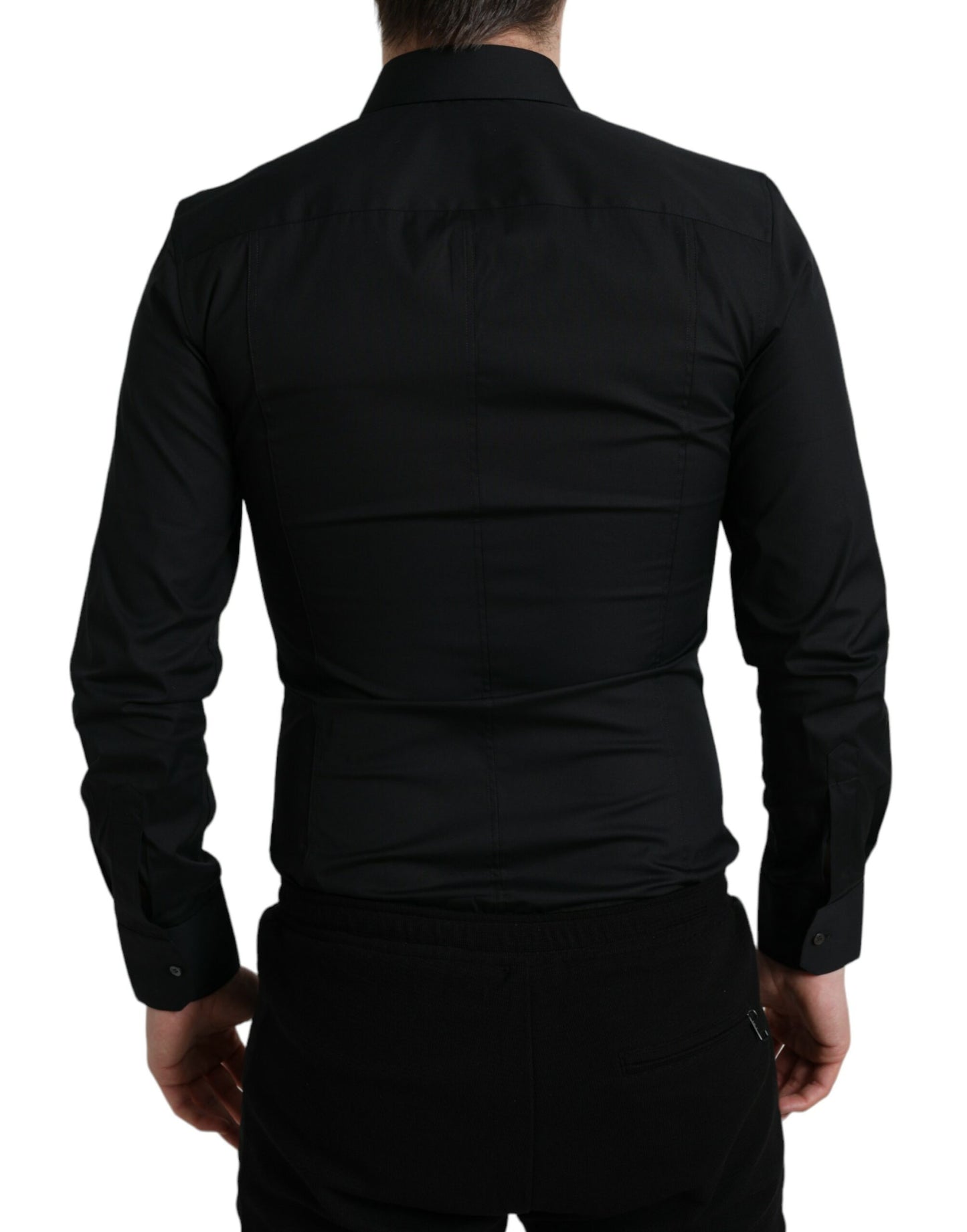 Camisa de vestir italiana elegante de corte entallado y color negro