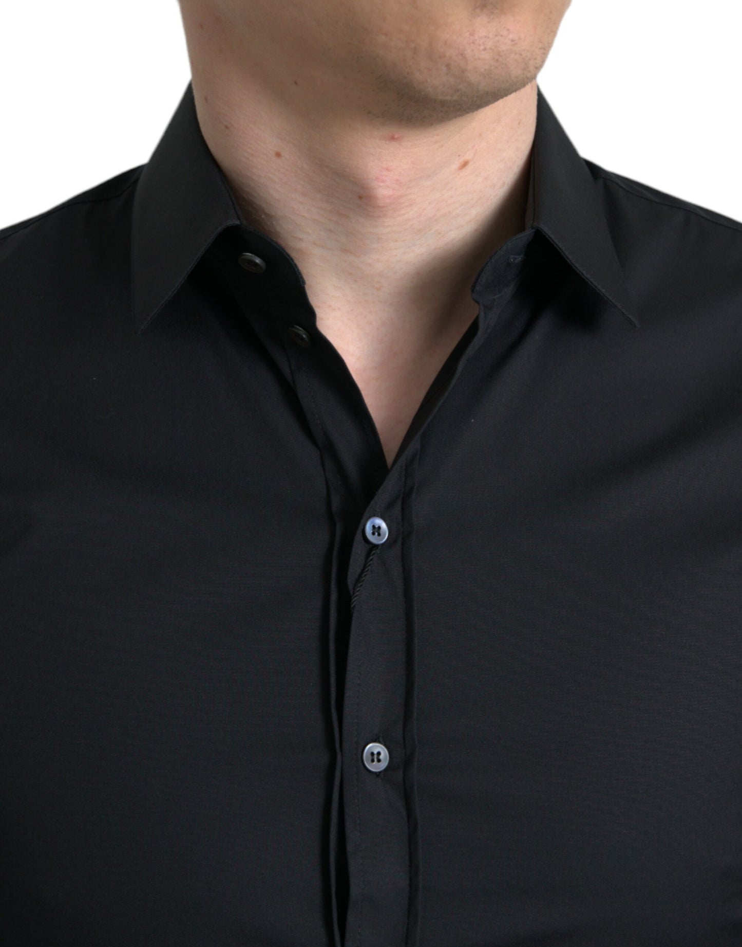 Camisa de vestir italiana elegante de corte entallado y color negro