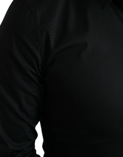 Camisa de vestir italiana elegante de corte entallado y color negro