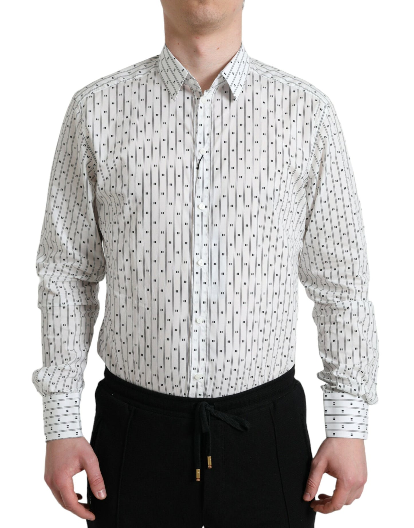 Camisa de vestir elegante de algodón blanco de corte entallado