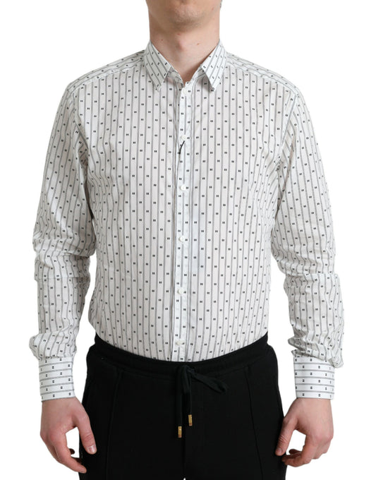 Camisa de vestir elegante de algodón blanco de corte entallado