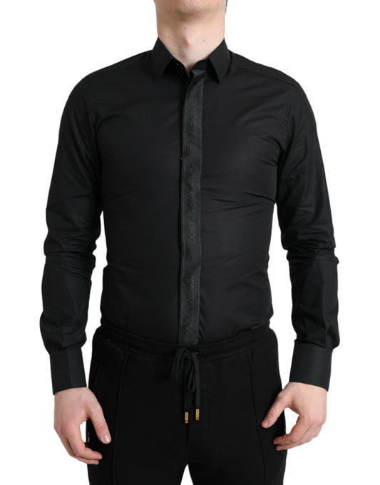 Camisa de vestir elegante negra de corte entallado