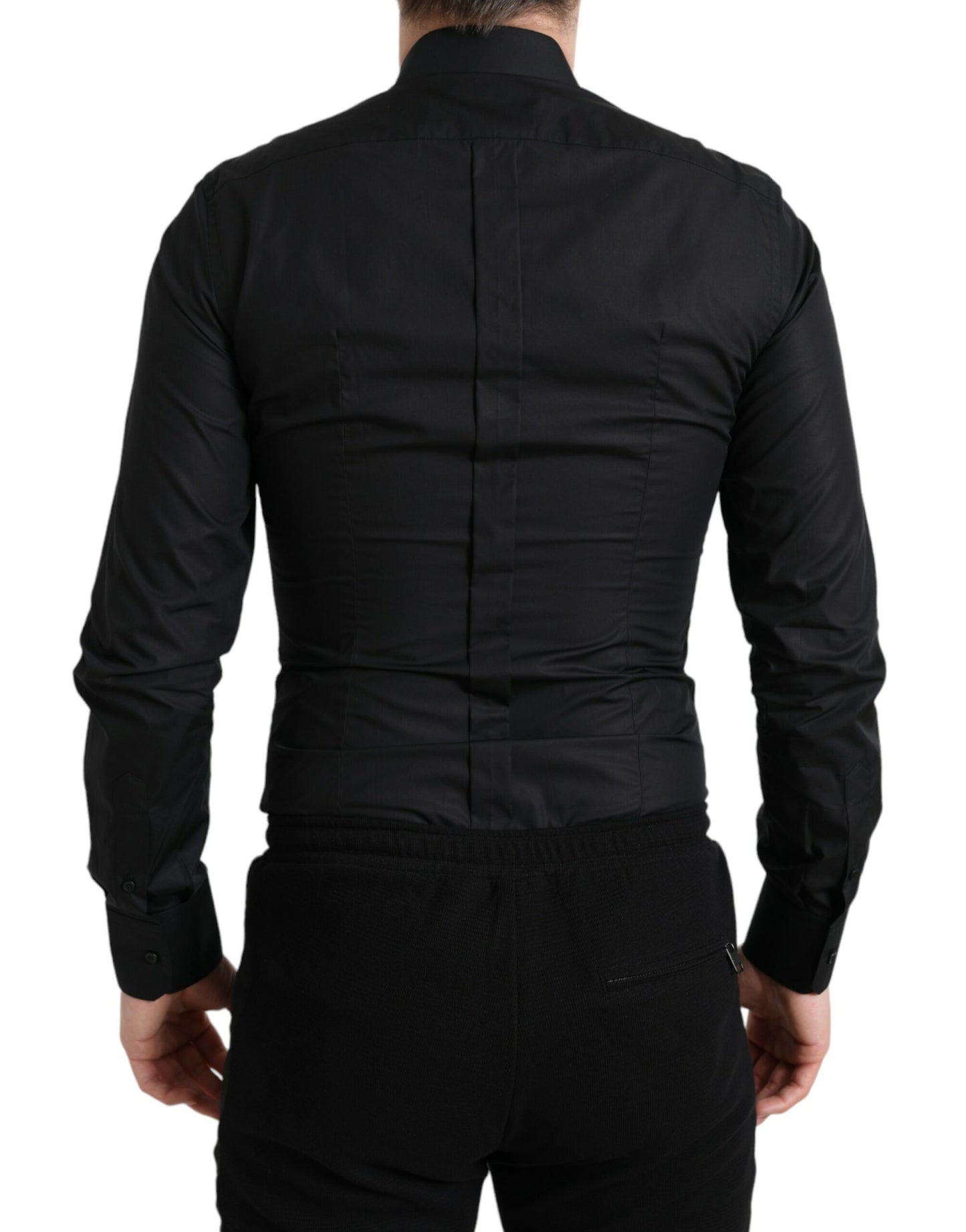 Camisa de vestir elegante negra de corte entallado