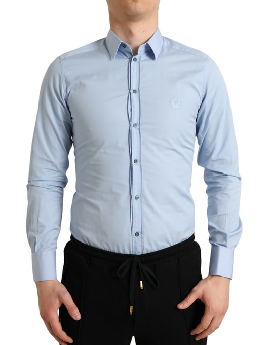 Camisa de vestir elegante de corte entallado en azul cielo