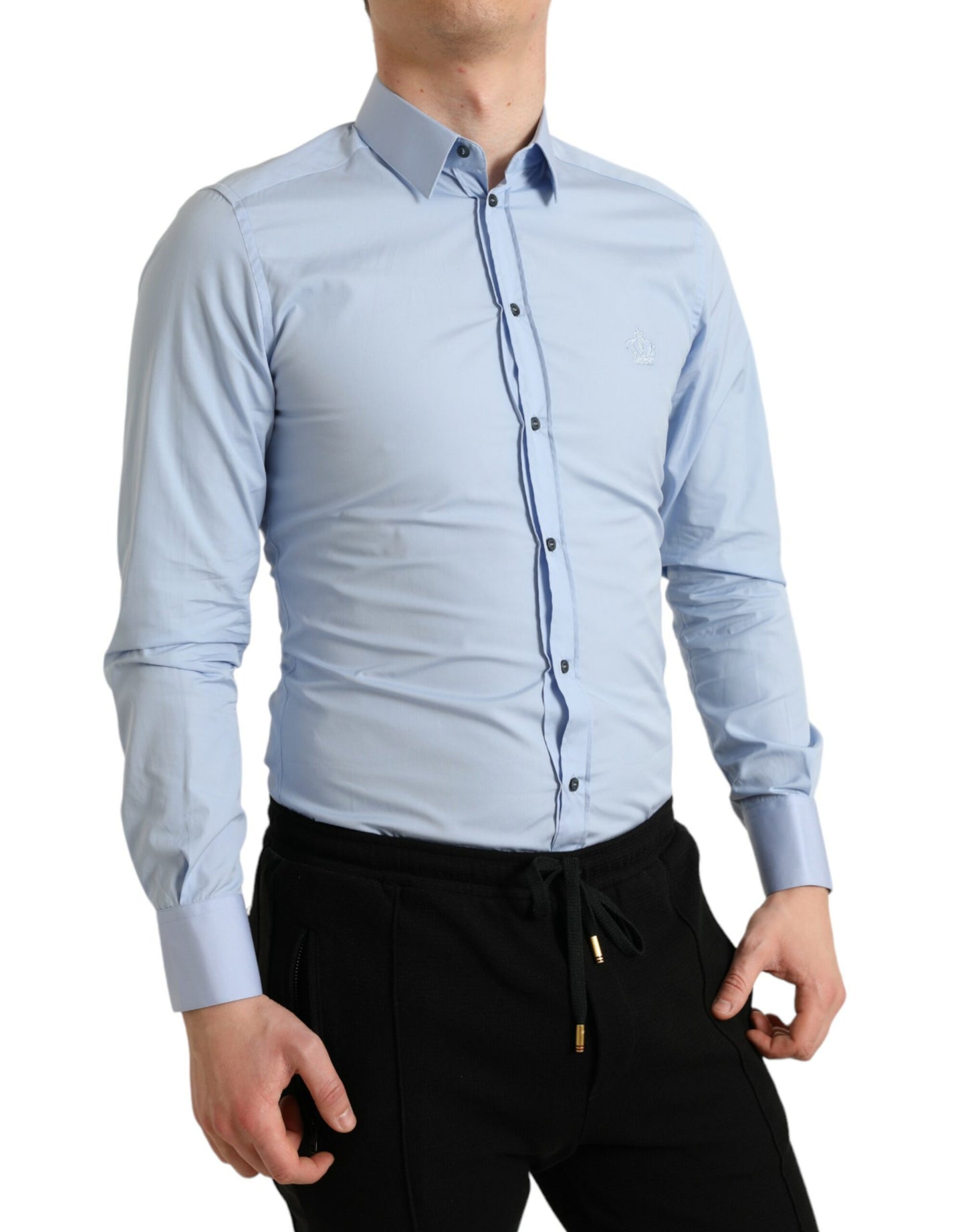 Camisa de vestir elegante de corte entallado en azul cielo