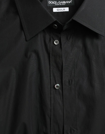 Camisa de vestir italiana elegante, negra y ajustada