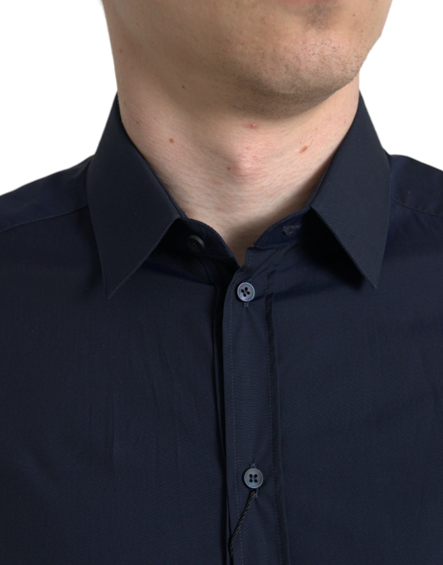Camisa elegante de vestir en jacquard azul marino