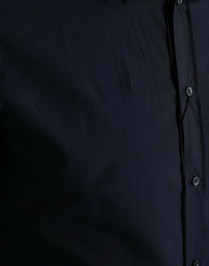 Camisa elegante de vestir en jacquard azul marino