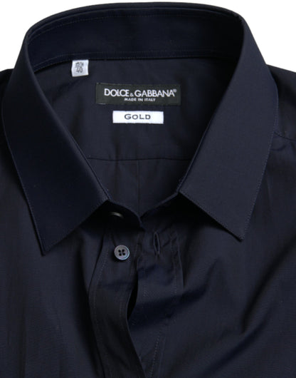 Camisa elegante de vestir en jacquard azul marino