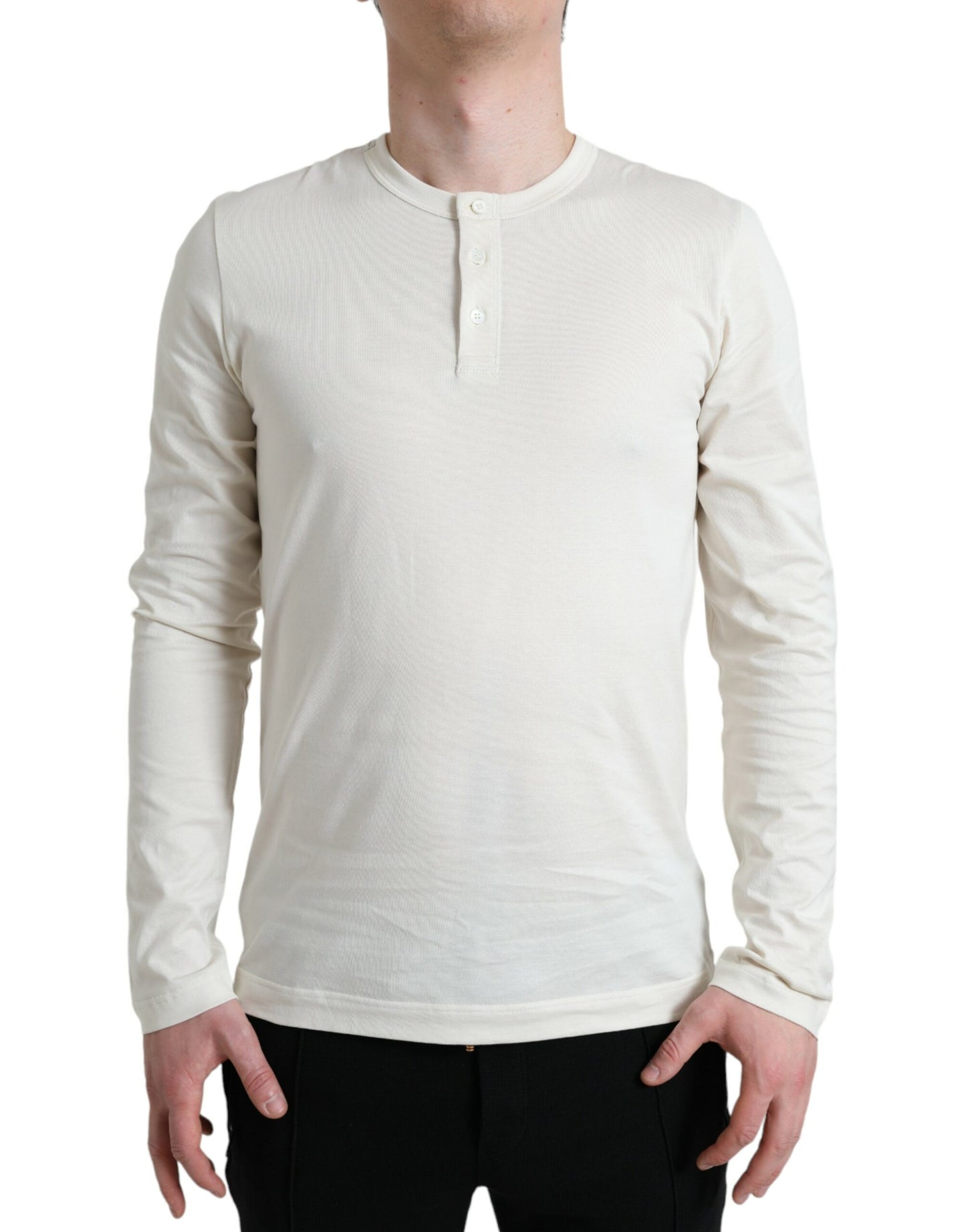 Suéter elegante de algodón blanco roto