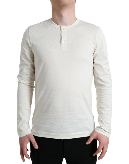 Suéter elegante de algodón blanco roto