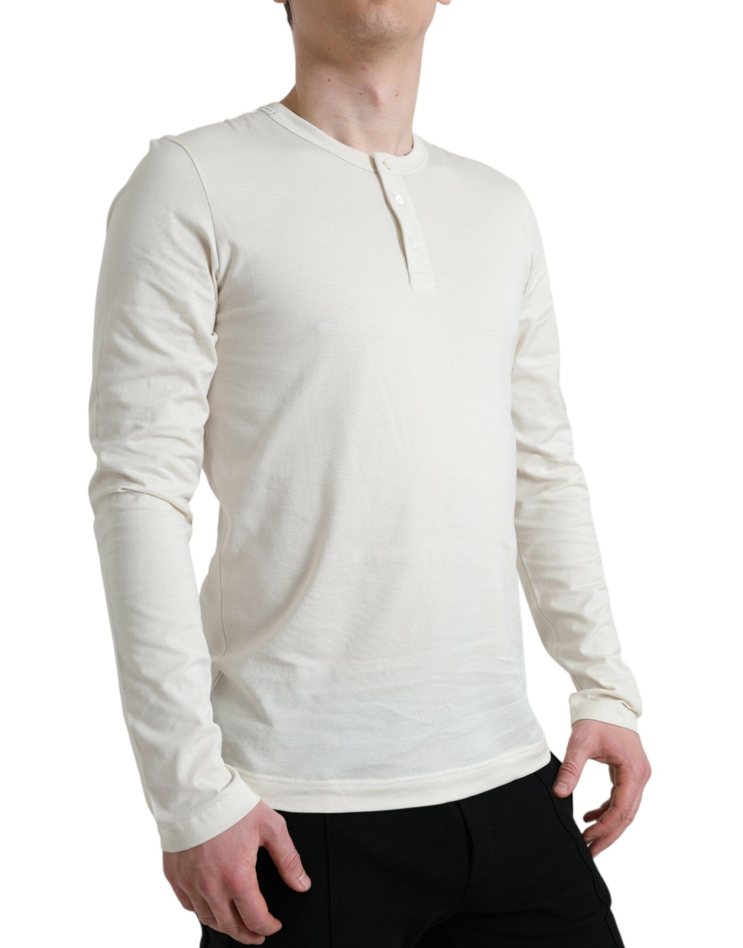Suéter elegante de algodón blanco roto