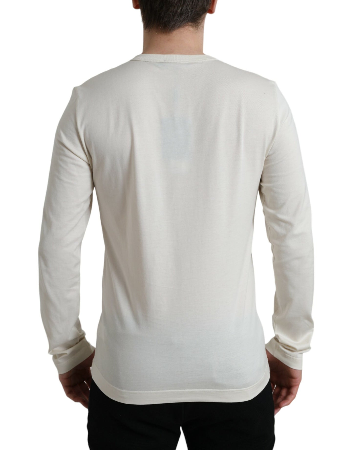 Suéter elegante de algodón blanco roto