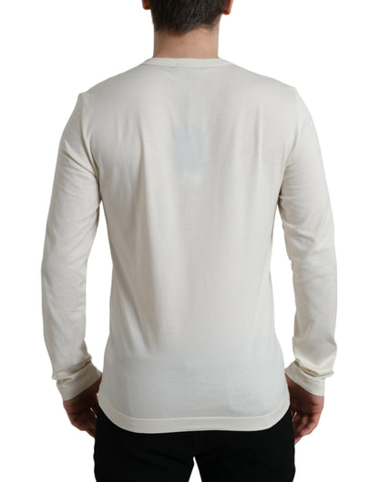 Suéter elegante de algodón blanco roto