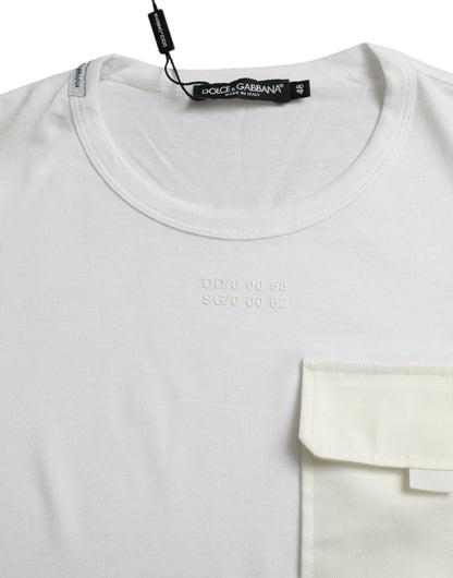 Elegante camiseta blanca de algodón con cuello redondo
