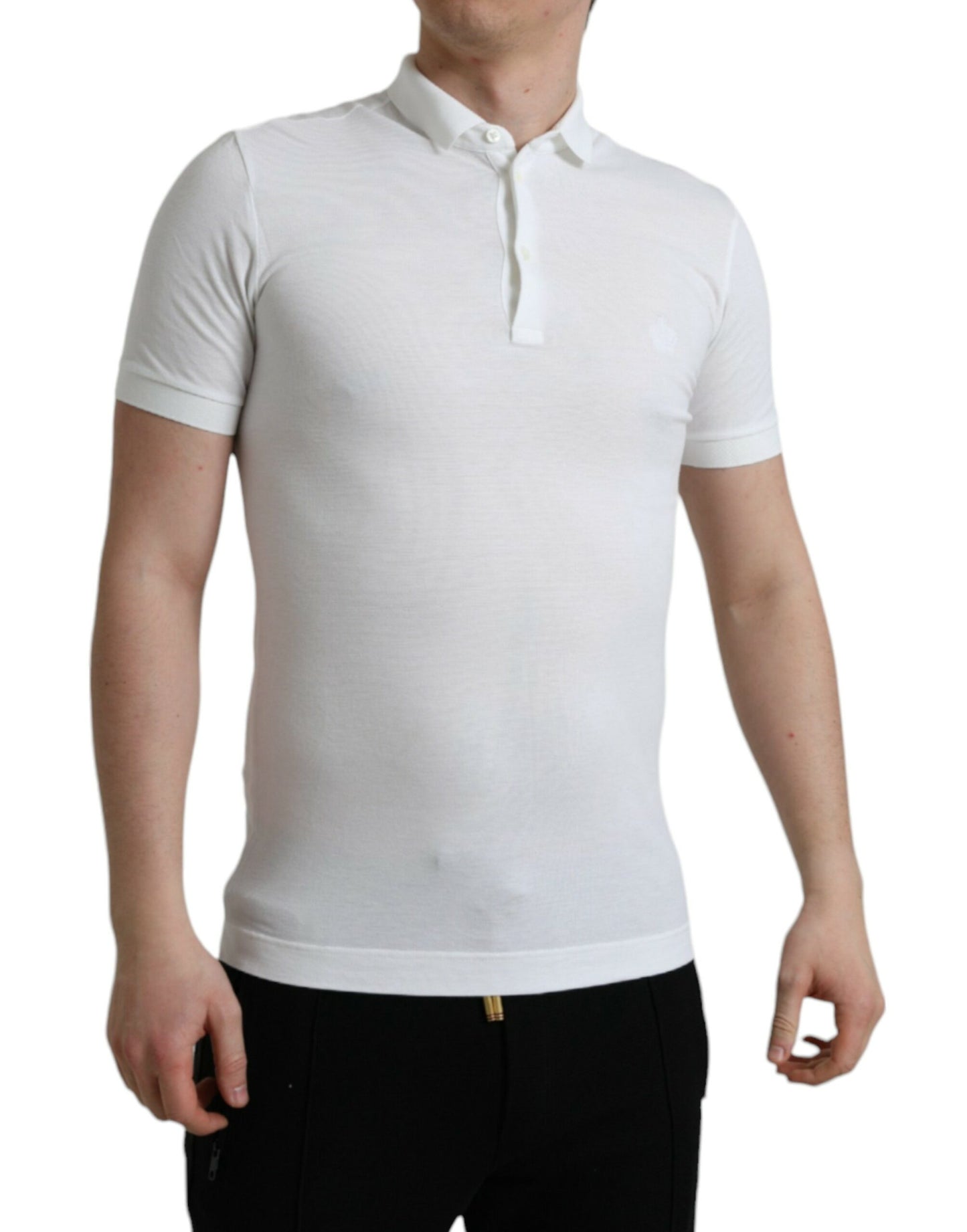 Polo de algodón blanco con corona bordada