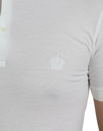 Polo de algodón blanco con corona bordada