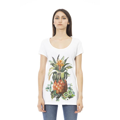 Camiseta blanca de algodón para mujer