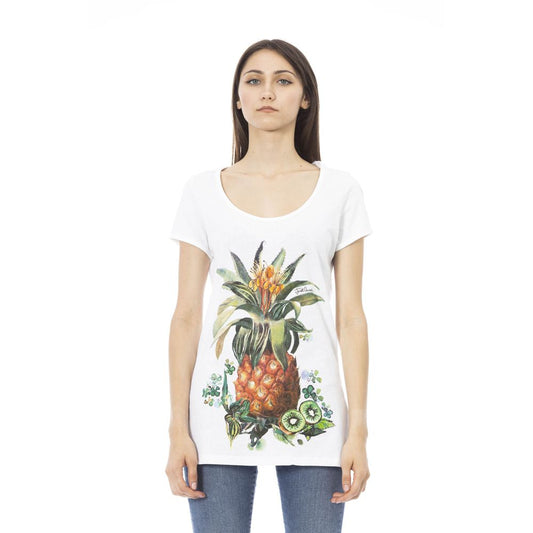 Camiseta blanca de algodón para mujer